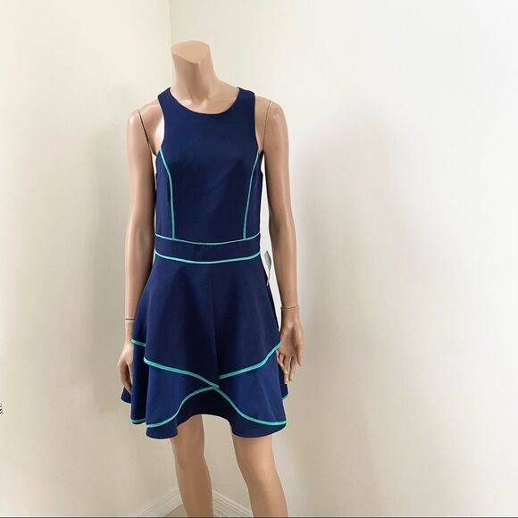 NEW Adelyn Rae Fit-and-Flare Navy Blue Dress S - Picture 5 of 12